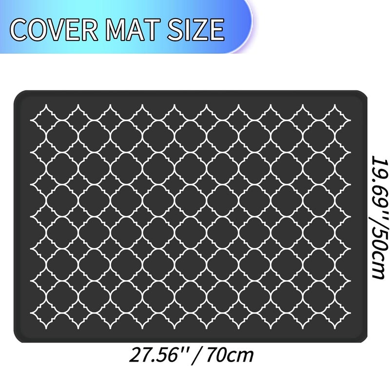 Nyoria Electric Stove Top Cover Protector - Glass Flat Top Stove Mat 28” x 20“ Oven Induction Cooktop Mat for Ceramic RV Countertop Mats Heat-Resistant Dish Drying Mat - Black - Image 2